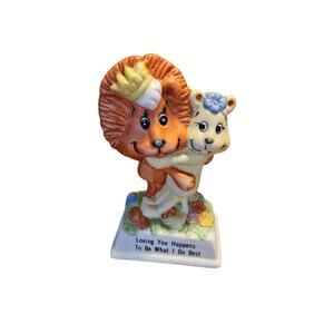 Vintage Russ Berrie Lion Couple Loving You Happens To Be What I Do Best Ceramic